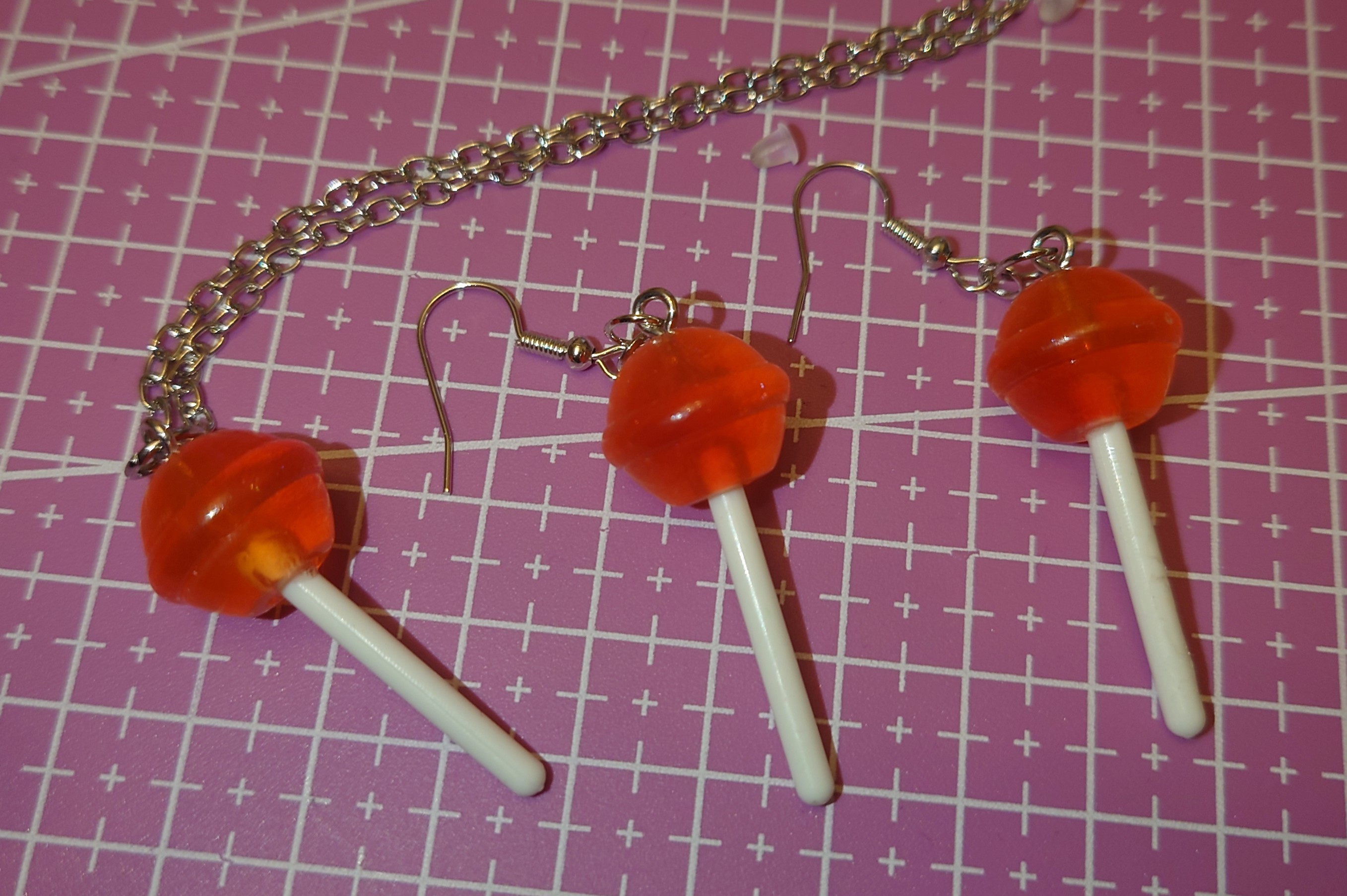 Lolly earrings and necklace set - orange photo