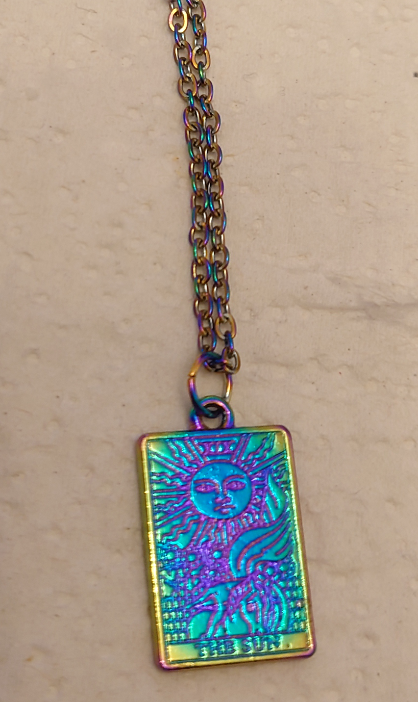 Tarot necklace - The Lovers - gold metal · Tarot necklace - The Sun - rainbow metal