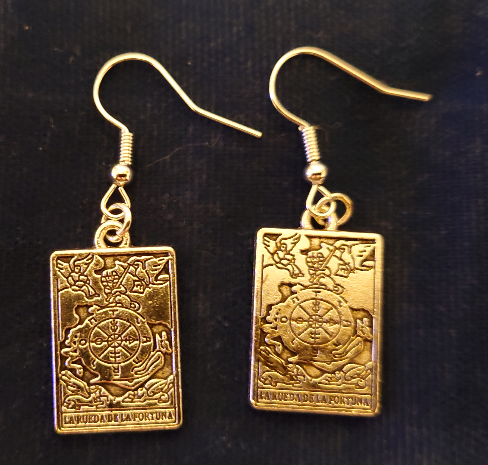 Tarot earrings - The Moon - gold metal · Tarot earrings - Wheel of Fortune - silver metal